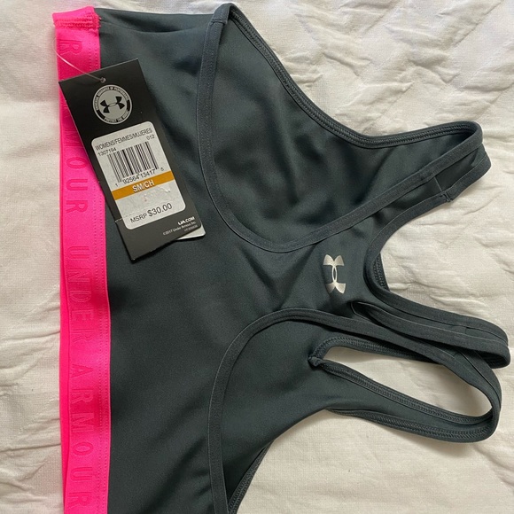Small UNDER ARMOUR Sports Bra Gray Pink NWT. - Picture 2 of 3